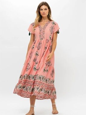 Oliphant TIE SLEEVE MAXI- UDAIPUR CORAL